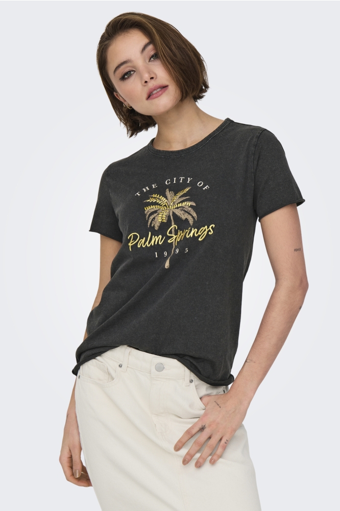 ONLLUCY LIFE REG S/S TOP JRS NOOS 15215721 BLACK/PALMIE